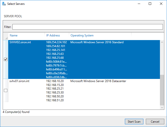 Server Manager BPA Target Selection