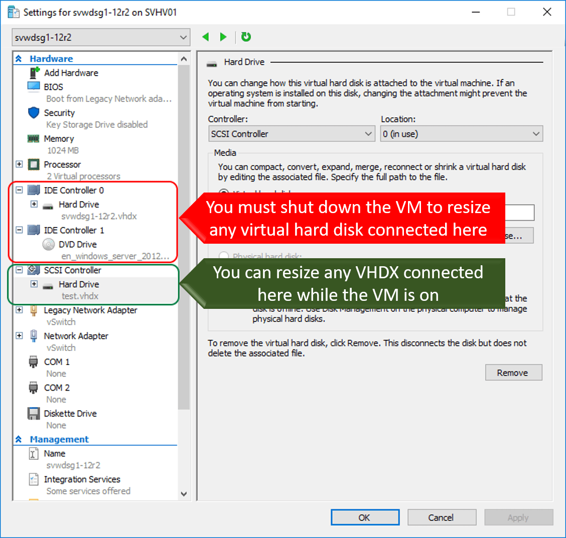 Resize a Hyper-V Virtual Machine's Virtual Hard Disks Online