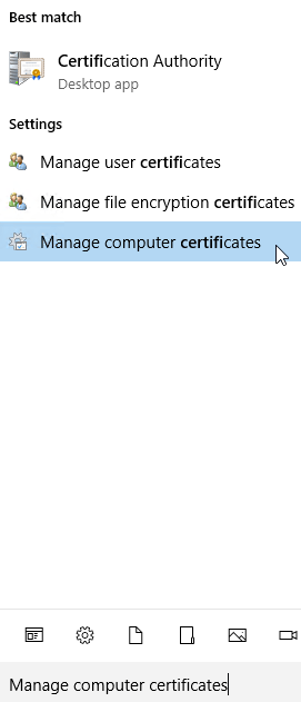 Manage computer certificates