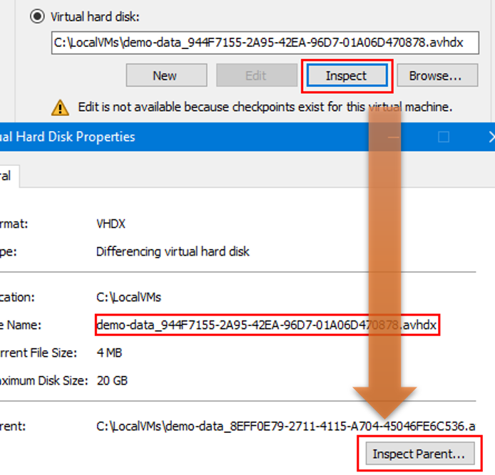 Hyper-V's inspect virtual disk dialog