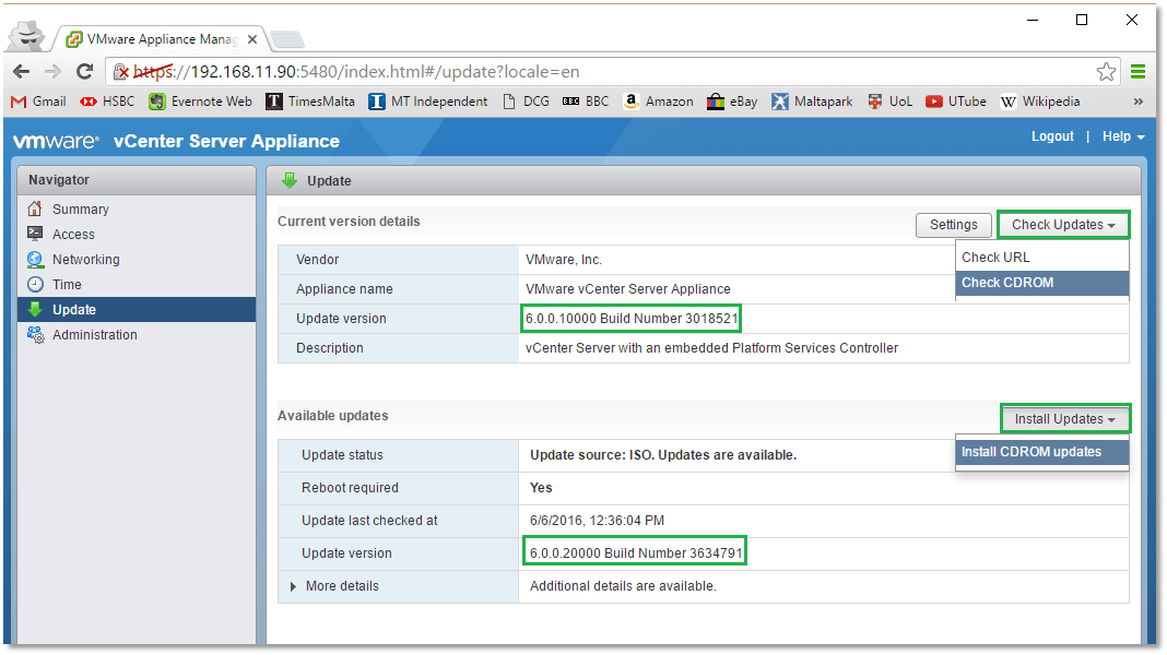 Upgrading vCenter Server Appliance