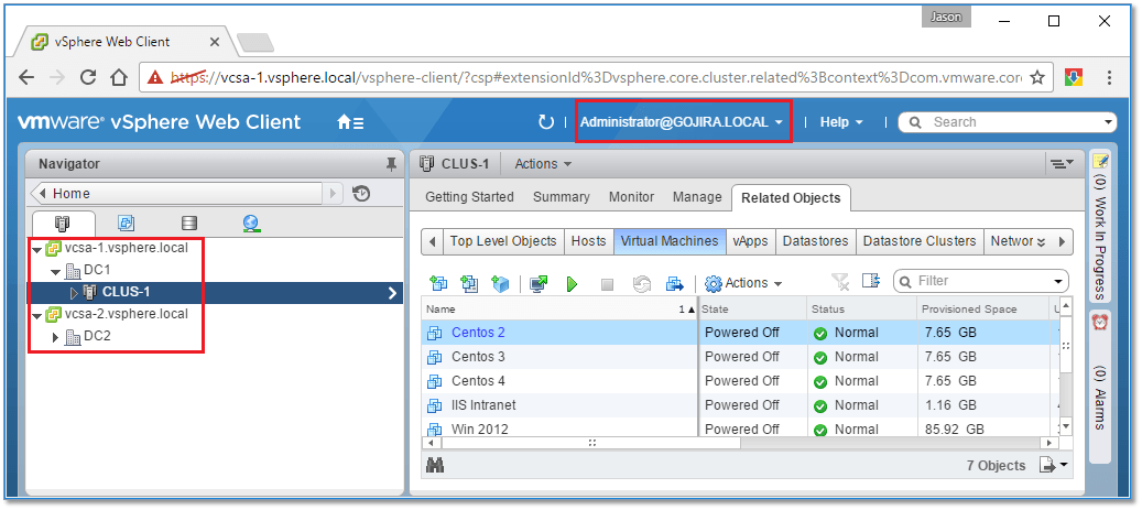 Figure 25 - Authenticated to a vCenter Server using an Active Directory account