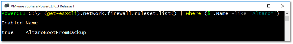Figure 14 - Using PowerCLI to retrieve firewall rule information