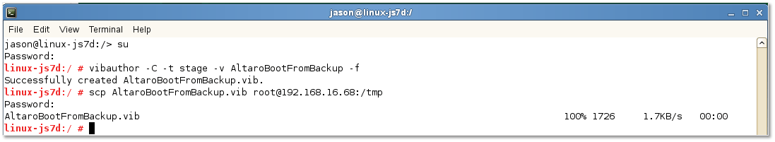 Figure 8 - Creating a VIB package and copying it over to ESXi using scp