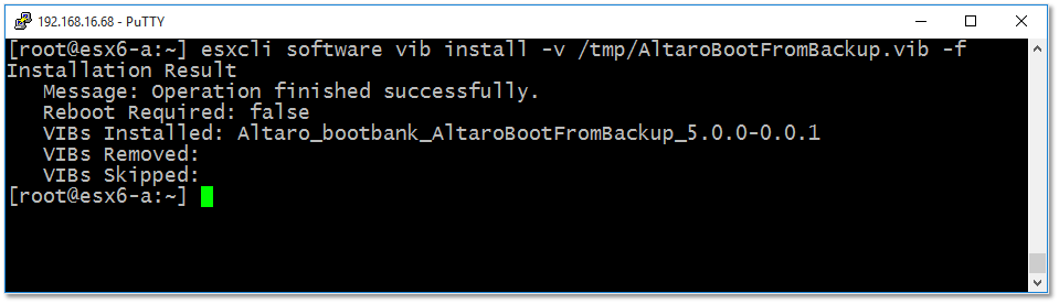 Figure 9 - Installing the firewall rule on ESXi