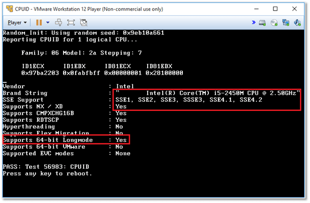 Figure 6 - Running the VMware CPU Identification tool