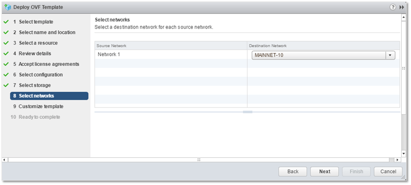 Figure 10 - Selecting a network (portgroup)