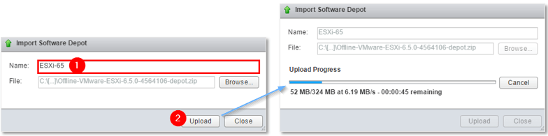 Figure 11 - Naming a software depot and importing to it