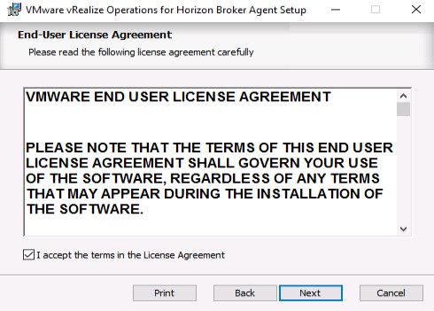 VMware vRealize Operations For Horizon Broker Agent Setup EULA