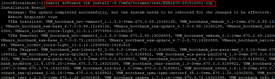 Install host patches with ESXCLI command line