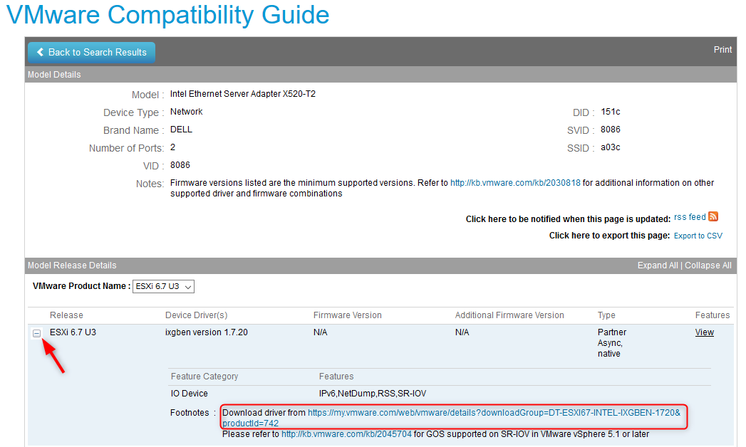 VMware Compitability Guide